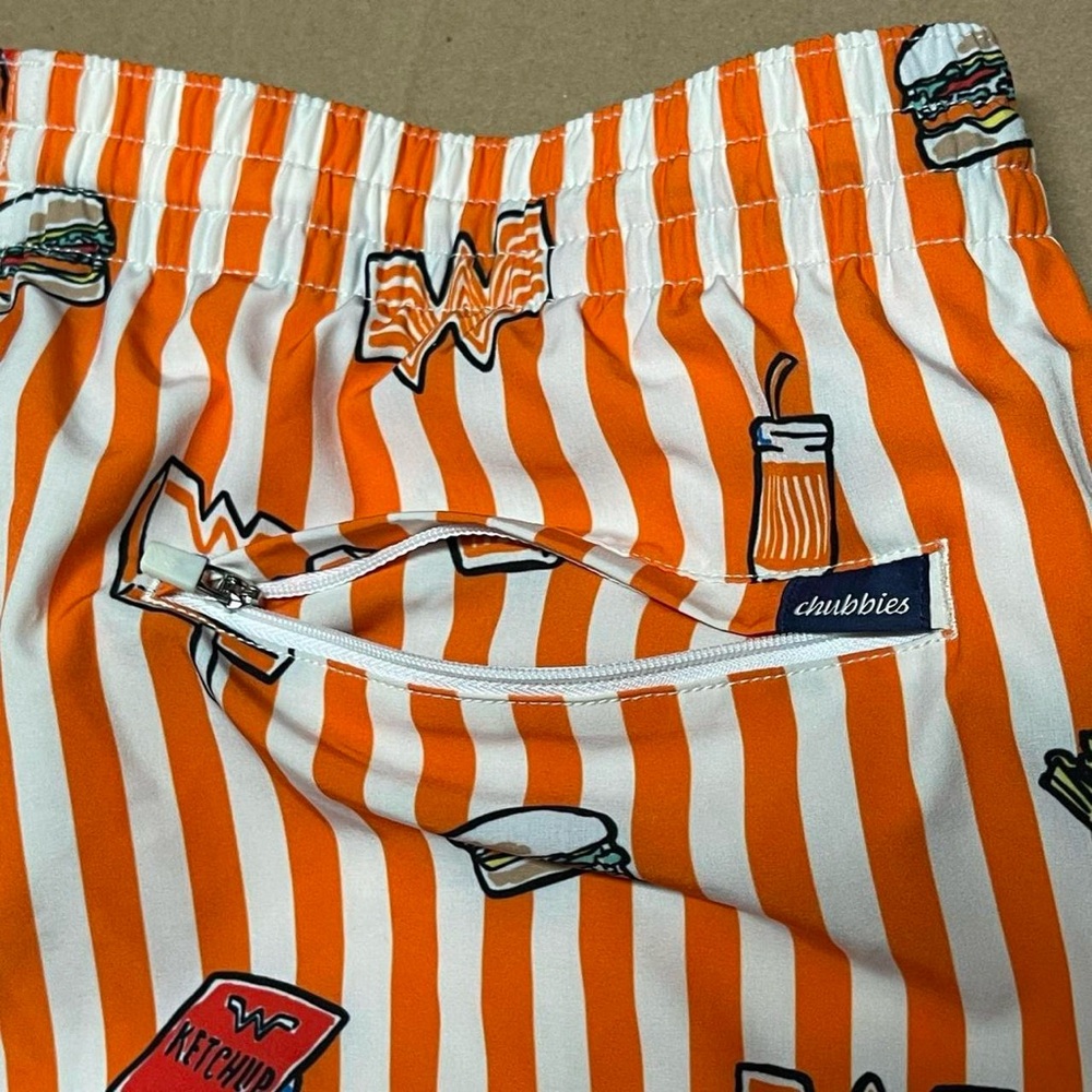 Chubbies Whataburger 5.5" Lined Swim Trunks Men’s XL Striped Orange NWT - Picture 6 of 8